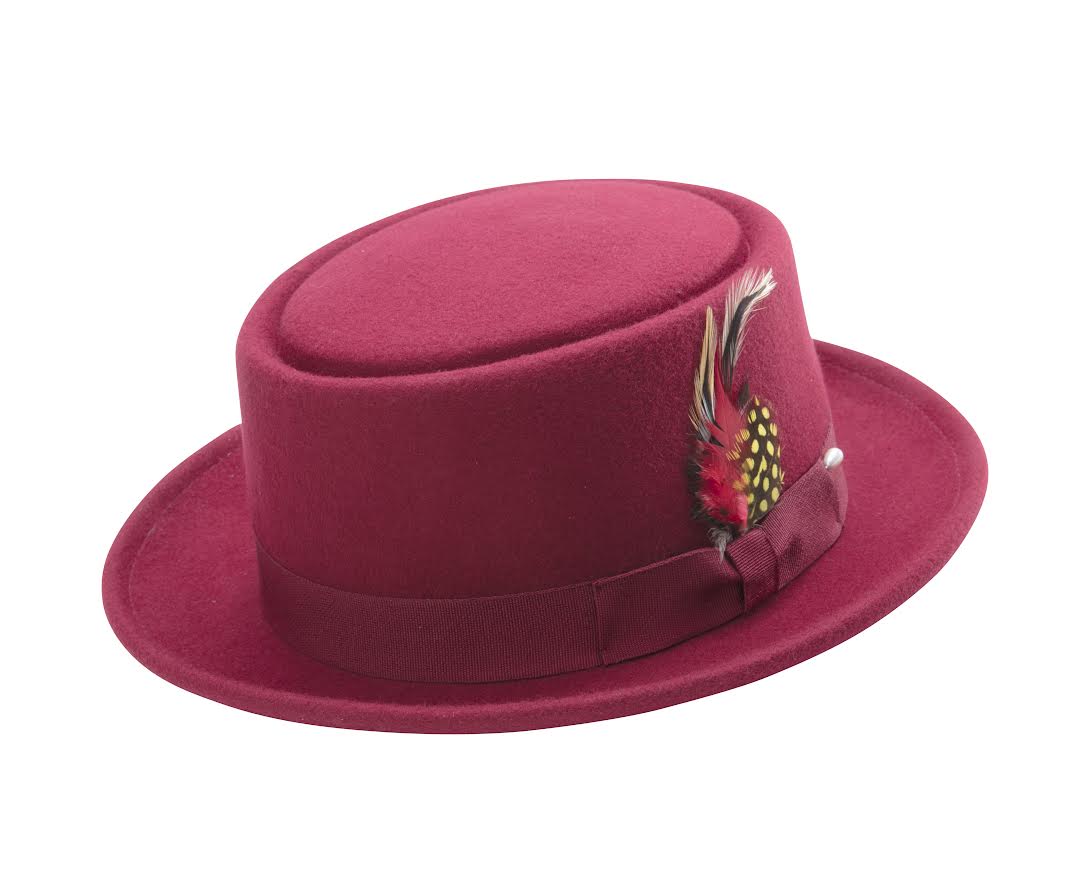 cranberry pork pie felt hat front view
