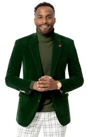 Circinus Collection: Green Solid Velvet Blazer
