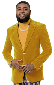 Circinus Collection: Mustard Solid Velvet Blazer