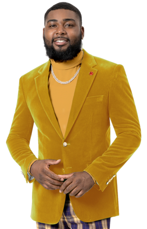 Circinus Collection: Mustard Solid Velvet Blazer