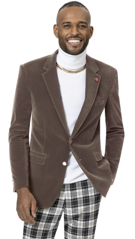 Taupe Solid Velvet Blazer J134
