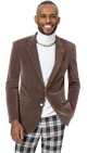 Men’s Velvet Blazer Single-Breasted 2-Button Modern Fit - Taupe