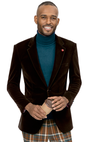 Brown Solid Velvet Blazer J134