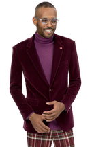 Burgundy Solid Velvet Blazer