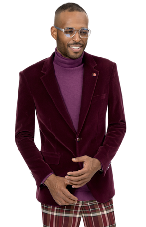 Circinus Collection: Burgundy Solid Velvet Blazer