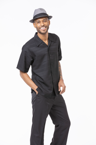 Black Striped Tone On Tone Walking Suit