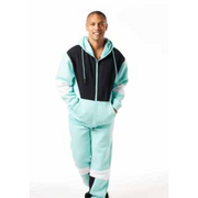 Aqua Fleece Color Block Warmup Full Cut