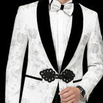 White & Black Floral Print Fashion Blazer J168