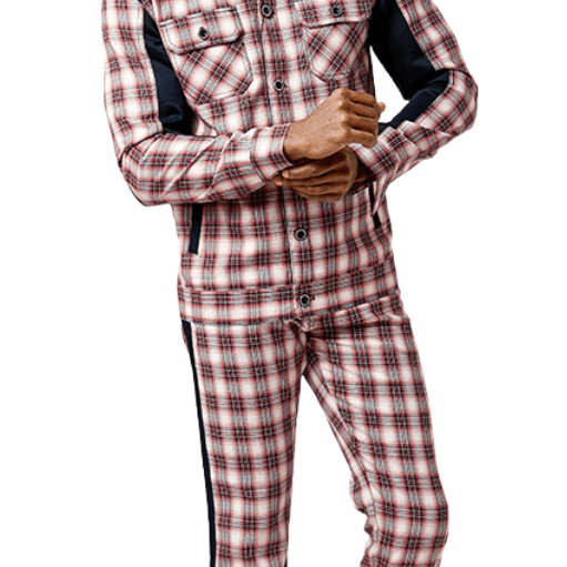 Pink Plaid 2 Piece Long Sleeve Walking Suit 1547 - Suits & More
