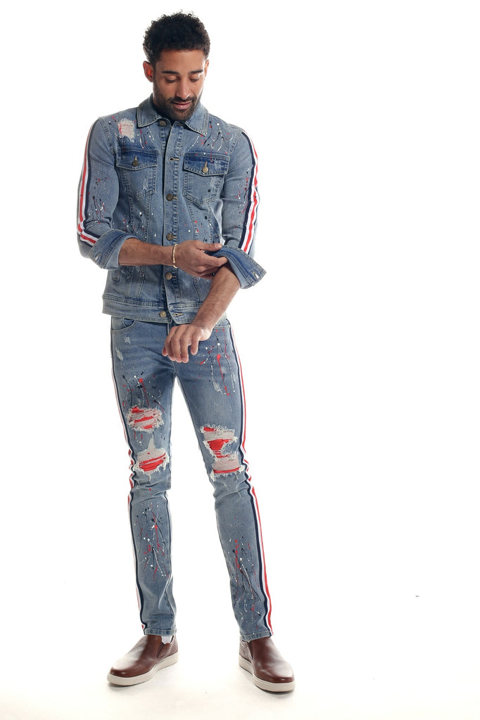 Light Blue Fashion Denim Jacket and Pants Outfit