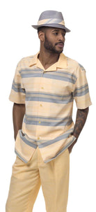 Montique Banana Walking Suit Plaid Short Sleeve Men's Leisure Suit 1872 - Suits & More