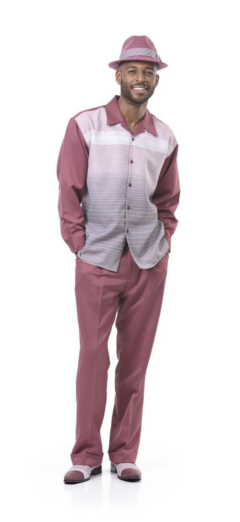 Montique Mauve Color 2 Piece Men's Walking Suit Long Sleeve Shirt 1963 - Suits & More