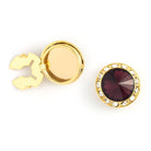 Men's Gold/Garnet-20 Button Cover Cuff-Link With Crystal Stud Centered Surrounded By Crystal Studs - Suits & More