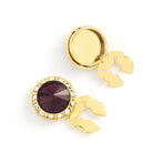 Men's Gold/Garnet-20 Button Cover Cuff-Link With Crystal Stud Centered Surrounded By Crystal Studs - Suits & More