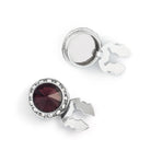Men's Silver/Garnet Button Cover Cuff-Link With Crystal Stud Centered Surrounded By Crystal Studs - Suits & More