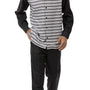Montique Black 2 Piece Long Sleeve Vertical Stripe Walking Suit 2112