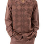 Montique Chocolate 2 Piece Argyle Pattern Long Sleeve Walking Suit 2156