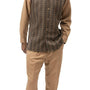 Montique Khaki 2 Piece Chevron Pattern Long Sleeve Walking Suit 2177