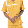 Montique Gold Color Block Walking Suit 2 Piece Short Sleeve Set 2202