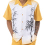 Montique Gold Tropical Print Walking Suit 2 Piece Short Sleeve Set 2207