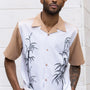 Montique Tan Tropical Print Walking Suit 2 Piece Short Sleeve Set 2207