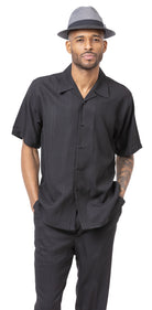 Montique Black Tone On Tone Walking Suit