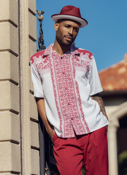 Burgundy Paisley Print Design 2 Piece Walking Suit 2307