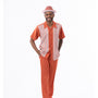 Montique Papaya Striped Pattern Walking Suit 2 Piece Short Sleeve Set 2312