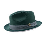 Montique Emerald White Bottom Braided Stingy Brim Pinch Fedora Hat H-2318