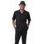 Montique Black Tone on Tone 2 Piece Short Sleeve Walking Suit 2319