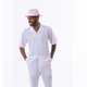 Montique White Tone on Tone Walking Suit 2 Piece Short Sleeve Set 2321