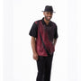 Montique Black with Burgundy Accent Walking Suit 2 Piece Short Sleeve Set 2325