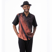 Hercules Collection: Montique Black with Papaya Accent Walking Suit 2 Piece Short Sleeve Set 2325