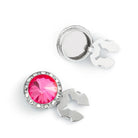 Men's Silver/Rose Button Cover Cuff-Link With Crystal Stud Centered Surrounded By Crystal Studs - Suits & More