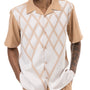 Tan Criss Cross Walking Suit 2 Piece Short Sleeve Set 2206