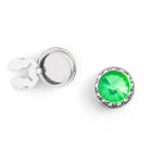 Men's Silver/Peridot Button Cover Cuff-Link With Crystal Stud Centered Surrounded By Crystal Studs - Suits & More