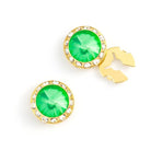 Men's Gold/Peridot Button Cover Cuff-Link With Crystal Stud Centered Surrounded By Crystal Studs - Suits & More