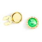 Men's Gold/Peridot Button Cover Cuff-Link With Crystal Stud Centered Surrounded By Crystal Studs - Suits & More
