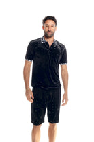 Louis Vuitton Inspired Pattern 2 Piece Shorts Set in Black