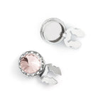 Men's Silver/Greige Button Cover Cuff-Link With Crystal Stud Centered Surrounded By Crystal Studs - Suits & More