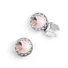 Men's Silver/Greige Button Cover Cuff-Link With Crystal Stud Centered Surrounded By Crystal Studs - Suits & More