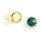 Men's Gold/Blue Zircon Button Cover Cuff-Link With Crystal Stud Centered Surrounded By Crystal Studs - Suits & More
