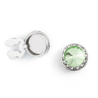 Men's Silver/Palace Green Button Cover Cuff-Link With Crystal Stud Centered Surrounded By Crystal Studs - Suits & More