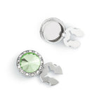 Men's Silver/Palace Green Button Cover Cuff-Link With Crystal Stud Centered Surrounded By Crystal Studs - Suits & More