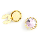 Men's Gold/Violet Button Cover Cuff-Link With Crystal Stud Centered Surrounded By Crystal Studs - Suits & More