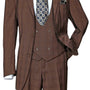 Brown Plaid 3 Piece Wool Feel Fashion Suit