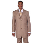 Tan 3 Piece Pinstripe Fashion Suit