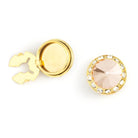 Men's Gold/Peach Button Cover Cuff-Link With Crystal Stud Centered Surrounded By Crystal Studs - Suits & More