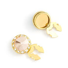 Men's Gold/Peach Button Cover Cuff-Link With Crystal Stud Centered Surrounded By Crystal Studs - Suits & More