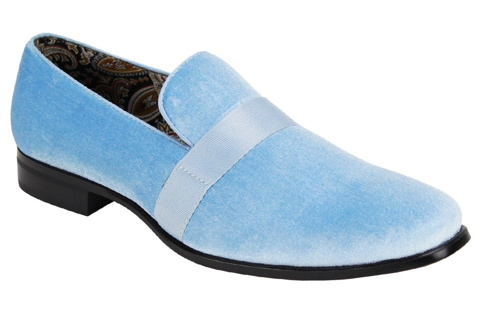 Men's Light Blue Heeled Fashion Shoes